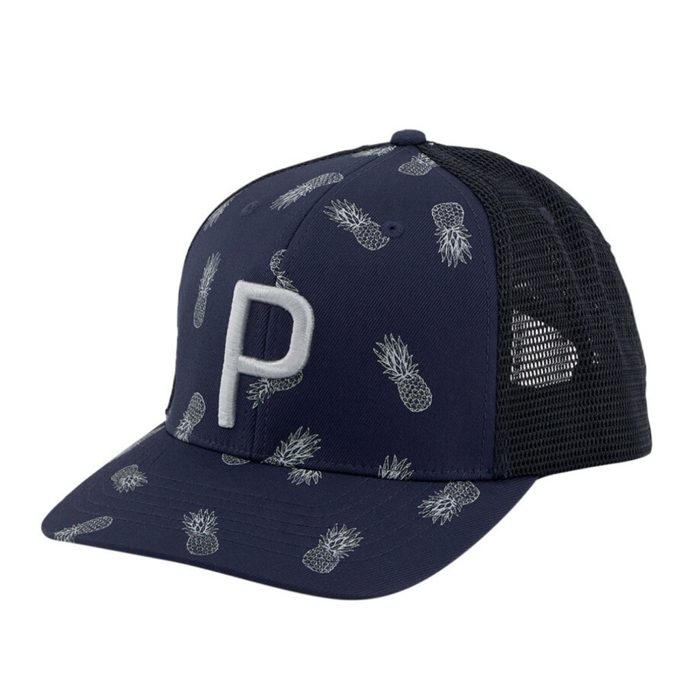 Puma Pineapples Trucker Cap "P" Navy Blazer/High Rise Headwear Men Fits All
